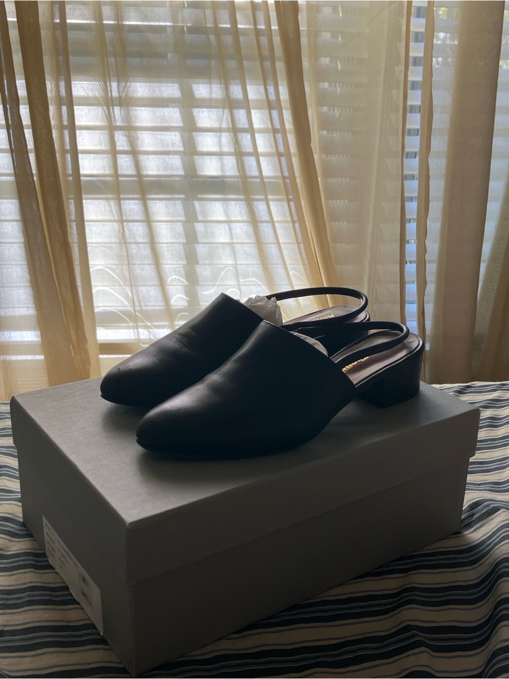 Anne Thomas Black Leather Women's Slingback Mule Heels “Williamsburg” 37